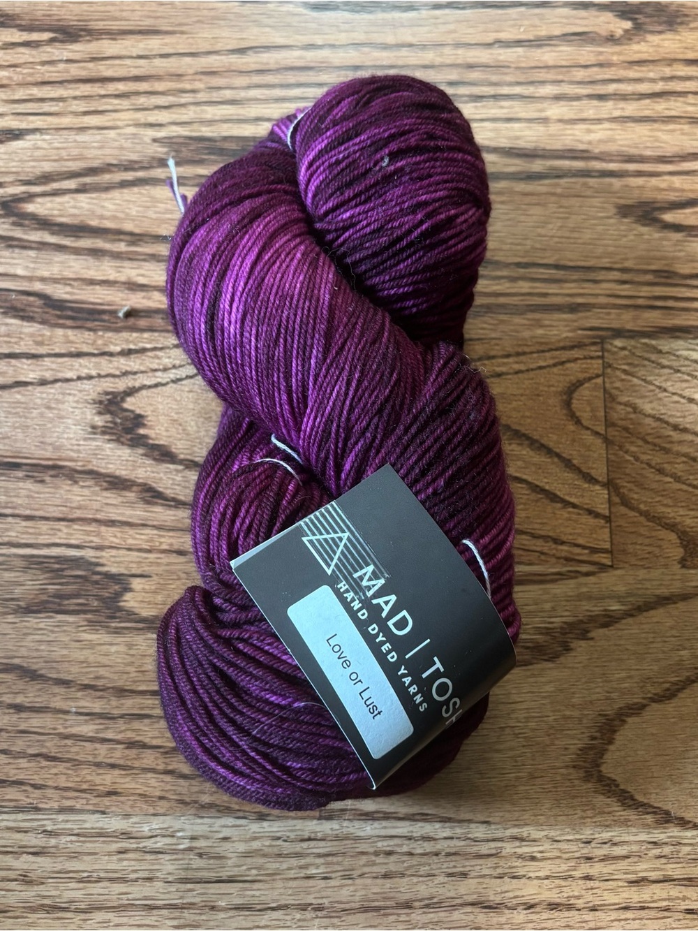 Madeline Tosh Yarn Hand-Dyed Tonal Deep Plum Purple Wool Work Sock Nylon Knit